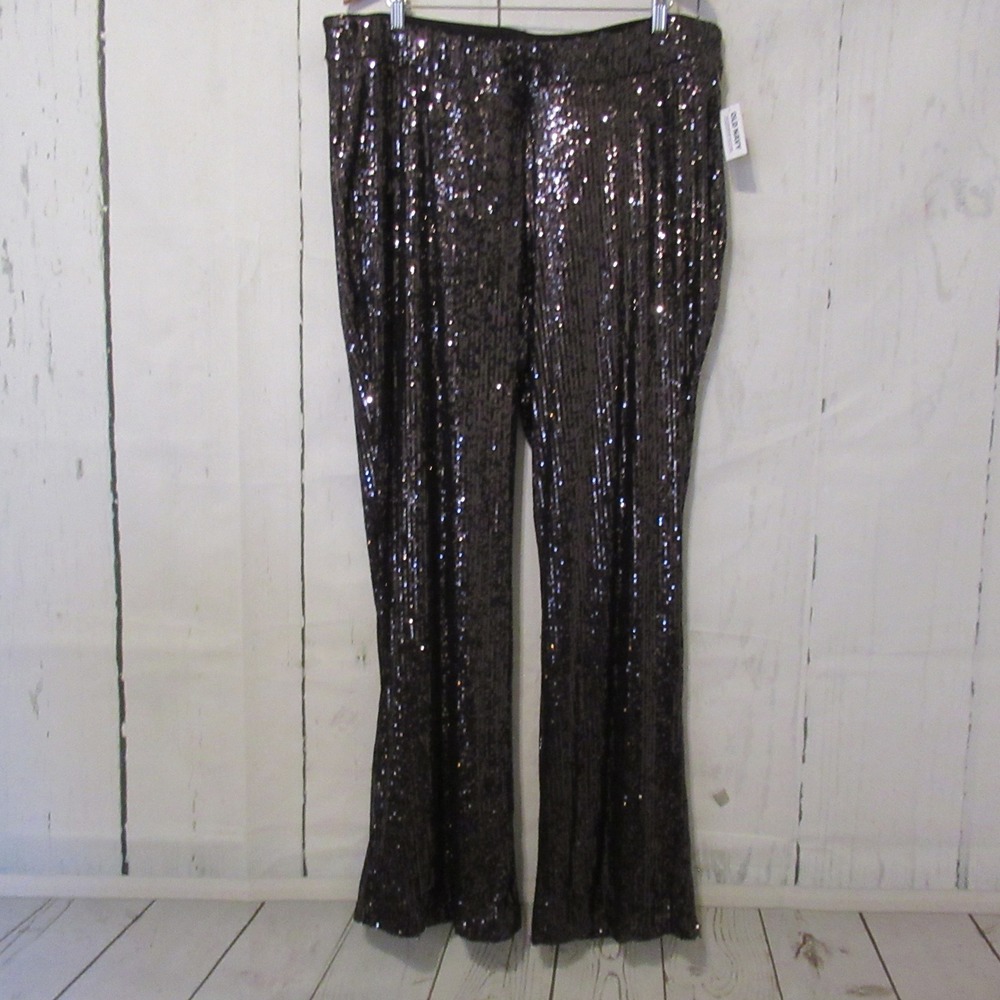 New Old Navy Pants XXL Tall Black Sequin Flare Cocktail Holiday Party Whimsigoth